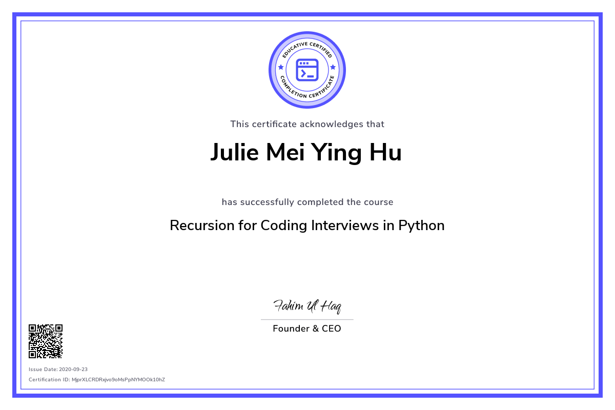 recursion certificate